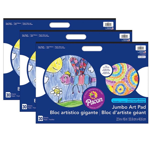 Art Street Art Street® Jumbo Art Pad, White, 22x16, 30 Sheets/Pad, PK3 Pads P4711 - main
